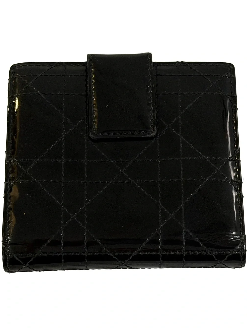✨ AUTHENTIC Christian Dior Black Patent Leather Cannage Wallet 🔥Excellent Pre-Ow